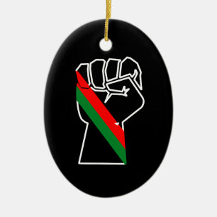 black pride red green fist pan African flag unity Ceramic Tree Decoration