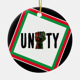 black pride red green fist pan African flag unity Ceramic Tree Decoration