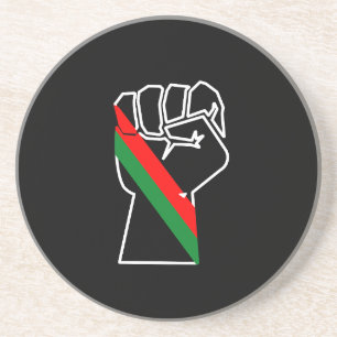 black pride red green fist pan African flag unity  Coaster