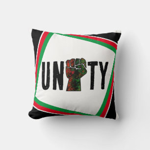 black pride red green fist pan African flag unity  Cushion