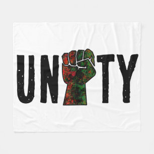 black pride red green fist pan African flag unity  Fleece Blanket