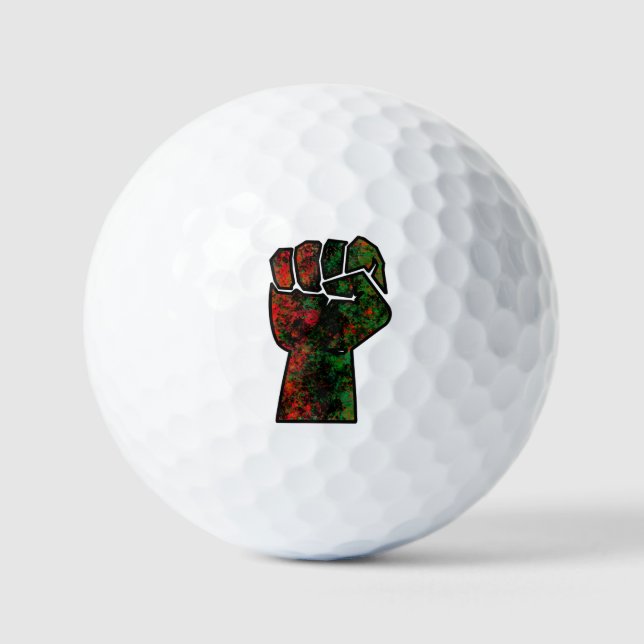 black pride red green fist pan African flag unity  Golf Balls (Front)