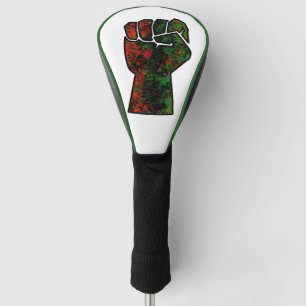 black pride red green fist pan African flag unity  Golf Head Cover