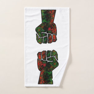 black pride red green fist pan African flag unity  Hand Towel