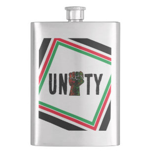 black pride red green fist pan African flag unity  Hip Flask