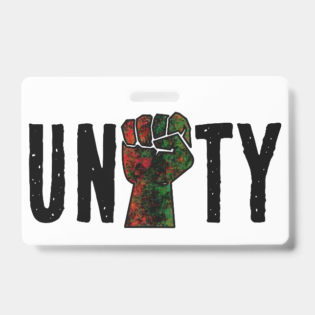 black pride red green fist pan African flag unity  ID Badge (Front)
