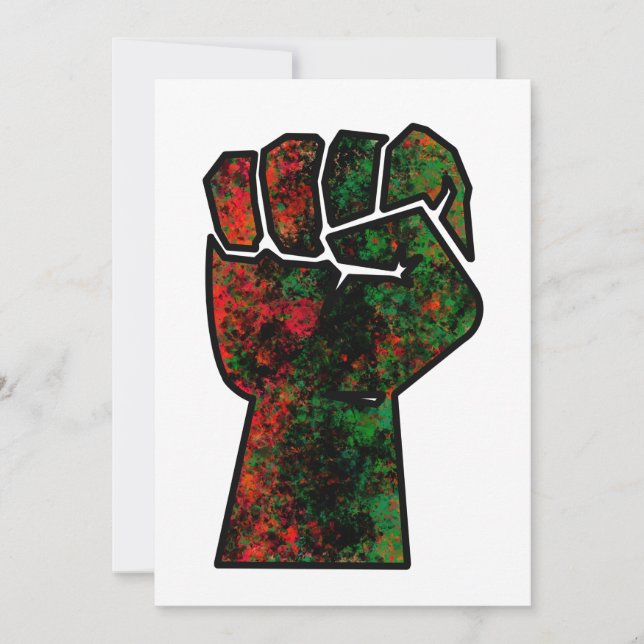 black pride red green fist pan African flag unity  Invitation (Front)