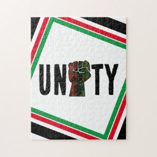 black pride red green fist pan African flag unity  Jigsaw Puzzle