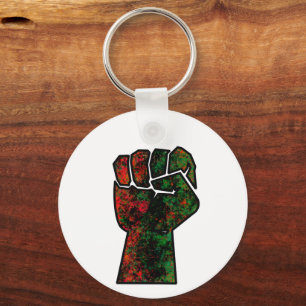 black pride red green fist pan African flag unity  Key Ring