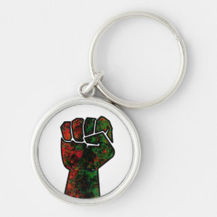 black pride red green fist pan African flag unity Key Ring