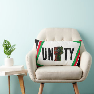 black pride red green fist pan African flag unity Lumbar Cushion