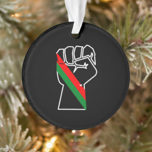 black pride red green fist pan African flag unity Ornament