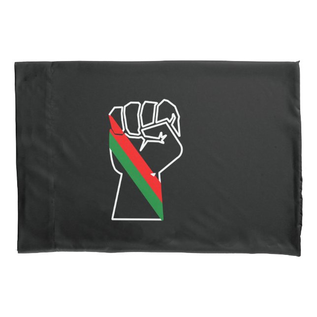 black pride red green fist pan African flag unity  Pillowcase (Front)
