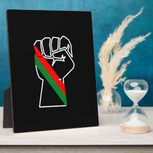black pride red green fist pan African flag unity Plaque