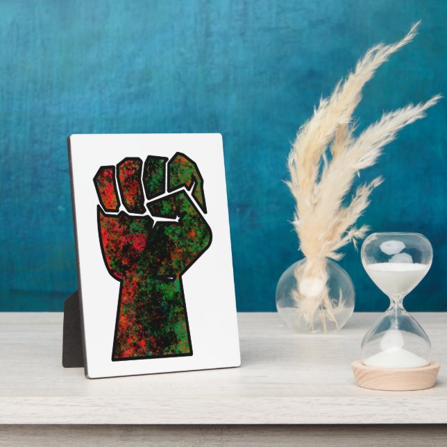 black pride red green fist pan African flag unity  Plaque (Side)