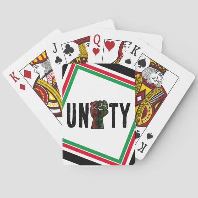 black pride red green fist pan African flag unity  Playing Cards (Back)