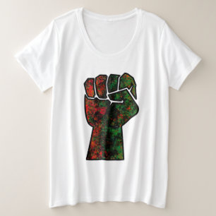 black pride red green fist pan African flag unity Plus Size T-Shirt