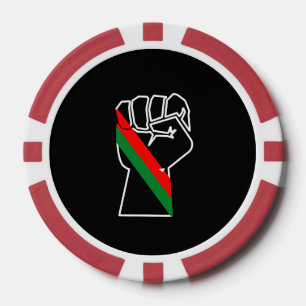 black pride red green fist pan African flag unity Poker Chips