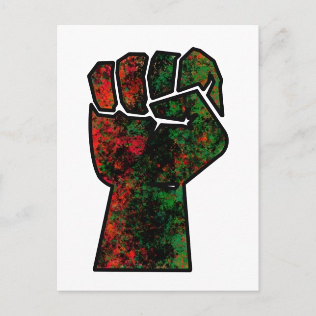 black pride red green fist pan African flag unity  Postcard (Front)