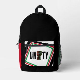 black pride red green fist pan African flag unity Printed Backpack