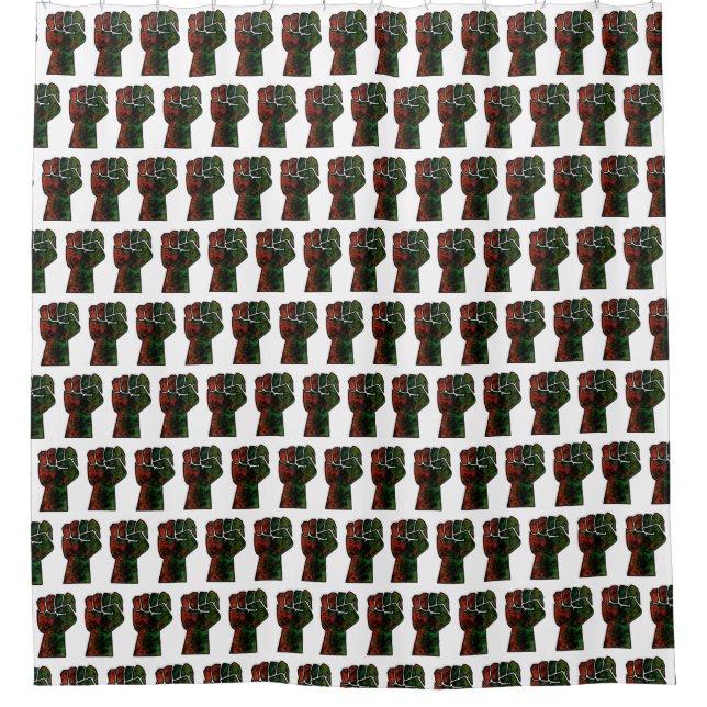 black pride red green fist pan African flag unity  Shower Curtain (Front)