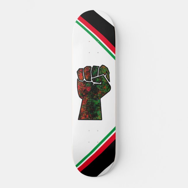 black pride red green fist pan African flag unity  Skateboard (Front)