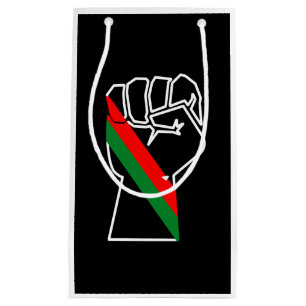 black pride red green fist pan African flag unity  Small Gift Bag