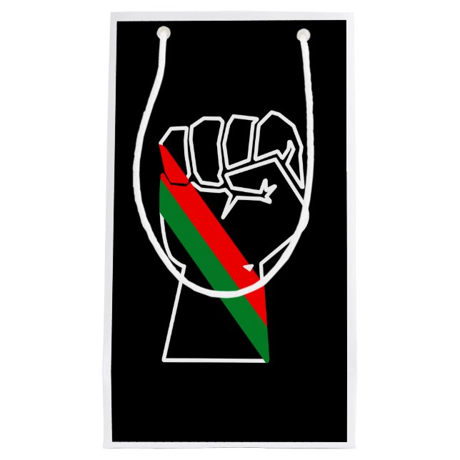 black pride red green fist pan African flag unity  Small Gift Bag (Front)
