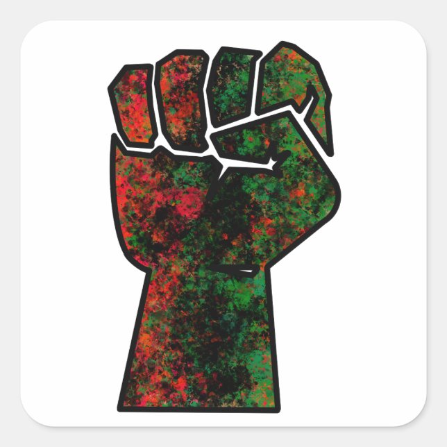 black pride red green fist pan African flag unity  Square Sticker (Front)