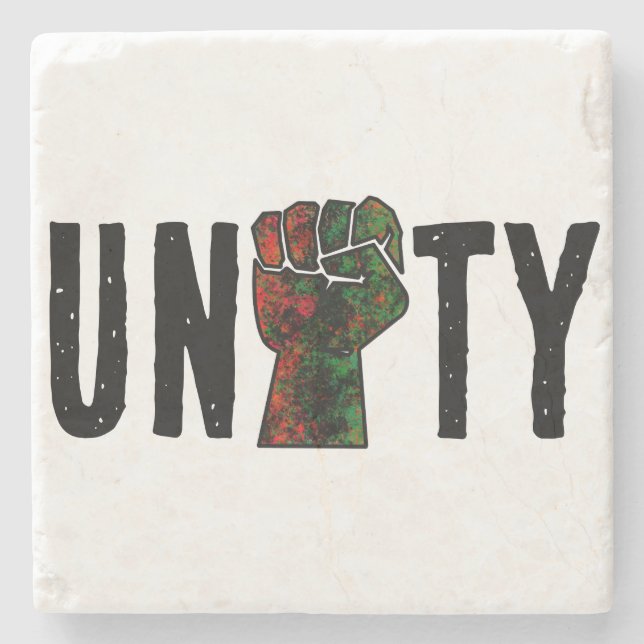 black pride red green fist pan African flag unity  Stone Coaster (Front)