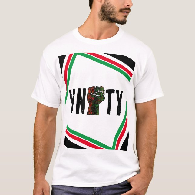 black pride red green fist pan African flag unity  T-Shirt (Front)