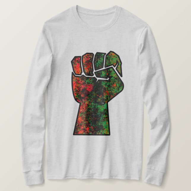 black pride red green fist pan African flag unity  T-Shirt (Design Front)