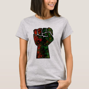black pride red green fist pan African flag unity  T-Shirt