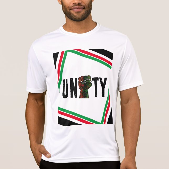 black pride red green fist pan African flag unity  T-Shirt (Front)