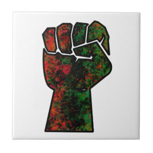 black pride red green fist pan African flag unity  Tile