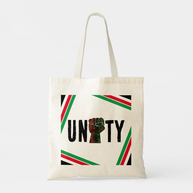 black pride red green fist pan African flag unity  Tote Bag (Back)