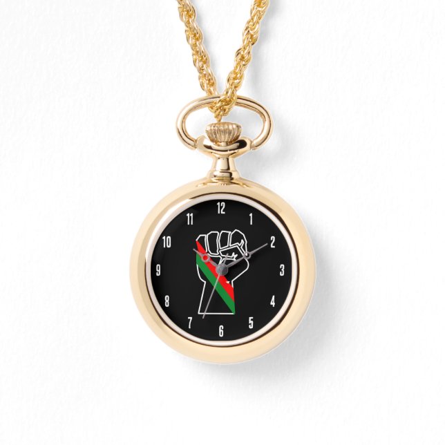black pride red green fist pan African flag unity  Watch (Front)