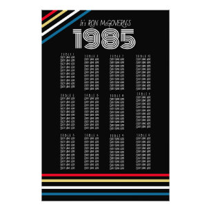 Black & Primary 1985 Retro Stripe Seating Chart Photo Print