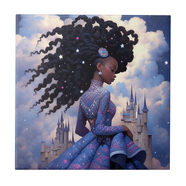 Black Princess Fantasy Art Tile (Front)
