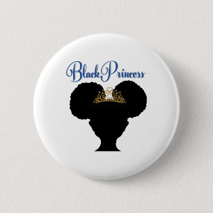 Black Princess (natural Hair In Afro Puffs) - Blac 6 Cm Round Badge