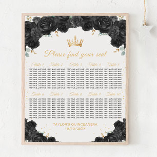 Black Princess Quinceañera 10 Table Seating Chart