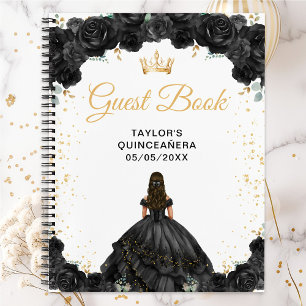 Black Princess Quinceañera Guest Book