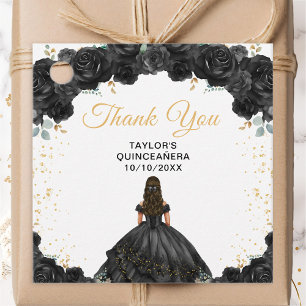 Black Princess Quinceañera Thank You Favour Tags