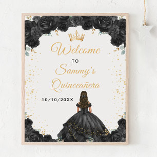 Black Princess Quinceañera Welcome Poster