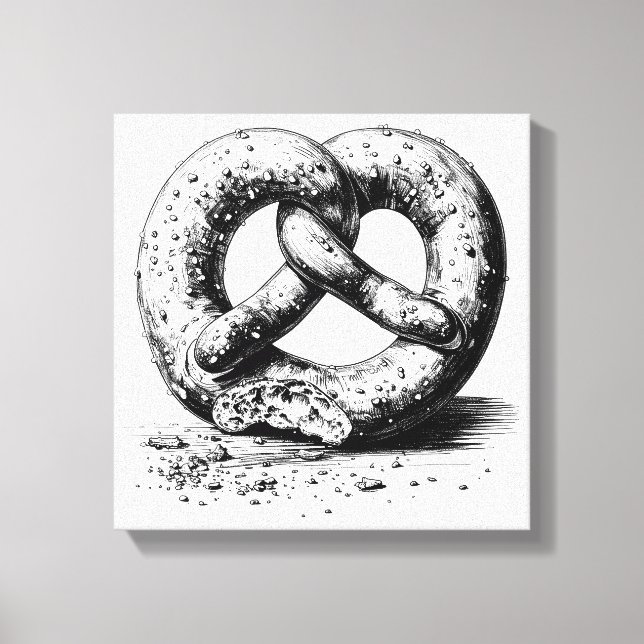 Black Print Plain Sketchy Pretzel Canvas (Front)