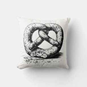 Black Print Plain Sketchy Pretzel Cushion
