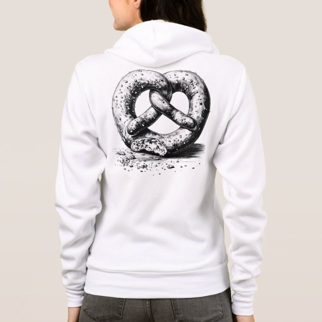 Black Print Plain Sketchy Pretzel Front & Back Hoodie (Back)