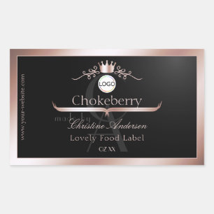 Black Product Label Rose Gold Frame Logo Monogram
