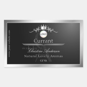 Black Product Label Silver Frame Logo and Monogram