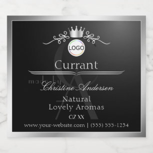 Black Product Label Silver Frame Logo and Monogram